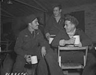 F/Sgt. Trudeau, rear gunner, Sgt. Brown, Wireless operator and F/O Crosby, Pilot. 424 Squadron 28 March 1944.