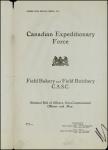 Canadian Expeditionary Force - Field Bakery and Field Butchery - Nominal Roll of Officers, Non-Commissioned Officers and Men 1915
