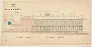 Rideau Hall: Front elevation, south showing the present house and proposed addition Jan. 1865