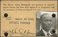 Internment identification card of Tokutaro Sakamoto 22 mars 1941.