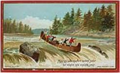 MAY joy AND coMfort croWN your lot witHin tHe coMiNG yeAr. ''Running the rapids.'' [ca. 1882]