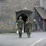 Fall Ex. Germany. Pte. Kelly and Pte. Myra patrol city of Nabburg during Fall training September 1977.