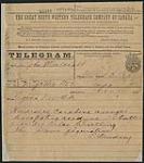 Telegram in cipher from Lieutenant Governor Edgar Dewdney to Sir John A. Macdonald on the day of Riel's execution in Regina, Saskatchewan, November 16, 1885 November 16, 1885.
