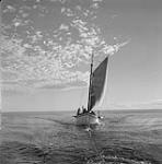 An Inuit Peterhead boat in the Koksoak River Aug. 1960