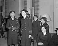 Princess Alice, honourary commandant of the WRENS, with Lieut Currie, Unit Officer at Wallis House during inspection n.d.