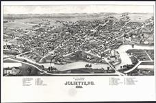 Vue à vol d'oiseau de la ville de Joliette, P.Q. 1881. [document cartographique] 1881.