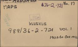KLUSKUS BAND MAPS - NUMBER 17 1903-1942