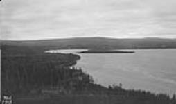 Swan Lake panorama from 120th meridian looking SW. Alberta-BC boundary survey 28 June 1918.