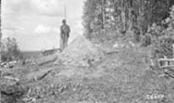Surveying at monument site - Clear Hills. Alberta-BC boundary survey 1923