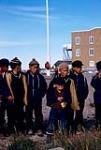 [Boys outside including Raymond Kaslak, Francois Nanarak, Paul Manitok, Mark, and Dennis Kaslak, Igluligaarjuk, Nunavut] [Inuit boys]. Original title: Eskimo boys 5 September 1958