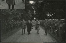 Accompanied by Brigadier Roberts and General McNaughton, Mr. King inspects men of Canadian Corps Artillery units 1941
