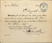RACETTE, Susanne (Daughter of Joseph and Josephte Racette) - Scrip number 0100 - Amount 160.00$ 8 August 1885