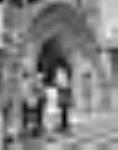 [Verna Kirkness, Rosalie Kirkness, Arthur Laing and an unidentified man standing on the steps of the Parliament Canada] April 1967