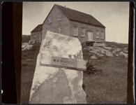 [Stone with wooden plaque commemorating W. H. Whiteley's residency in Newfoundland] n.d