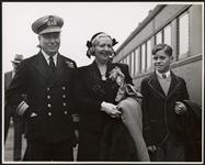 RADM Victor Gabriel Brodeur, wife Dorothy and son Nigel arriving at the CNR station in Vancouver 1 September 1943
