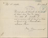 BEAR, James - Scrip number 7875 - Amount 160.00$ 9 August 1887