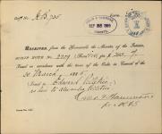 PELLETIER, Edward (Heir of Alexandre Pelletier) - Scrip number 2209 - Amount 240.00$ 25 September 1885