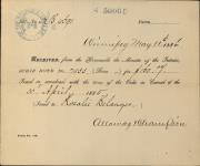 BELANGER, Rosalie - Scrip number 7433 - Amount 160.00$ 11 May 1886