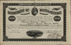 Grantee - Olsen, Charles - Gunner - Montreal Brigade Garrison Artillery 21 September 1885