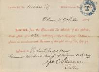 Receipt - Mann, Richard Joseph - Gunner - Montreal Brigade Garrison Artillery - Scrip number 31 [between 1885-1913]