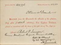 Receipt - Isaacson, Robert P. - Gunner - Montreal Brigade Garrison Artillery - Scrip number 306 [between 1885-1913]