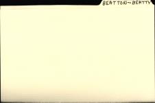 Beatton, Francis Work; born: 15 July, 1867 in the Orkney Islands, Scotland; claim no. 131; father: Thomas Beatton (Scot); mother: Mary Work (Scot); married: November 1889 at Lesser Slave Lake to Emma Shaw; children living: 5; Emma Beatton (Shaw); wife of depondent; born: 1869 at Vermillion; father: William Shaw (Whiteman); mother: Marguerite Ni Sontaway (Métis); scrip Certificate no. of Emma Beatton (the deponent's wife): 315A; of the deponent's children: James Beatton: no. 316A, Mary Beatton: no. 317A, George Beatton: 319A, Kenneth François Beatton: 318A, John Beatton: 320A = Beatton, Francis Work; né: le 15 juillet 1867 aux Iles Orkney, Ecosse; no de réclamation 131; père: Thomas Beatton (Ecossais); mère: Mary Work (Ecossaise); marié: en novembre 1889 à Petit lac des Esclaves à Emma Shaw; enfants vivants: 5; Emma Beatton (Shaw); épouse du témoin déposant; née: en 1869 à Vermillion; père: William Shaw (homme blanc); mère: Marguerite Ni Sontaway (Métisse); certificat de Emma Beatton (l'épouse du témoin 1885-1906