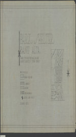 Park Shelter: Banff, Alta. Frank Lloyd Wright and Francis Sullivan; Assoicate Architects, Ottawa, Ontario. Index of materials, location of site plan