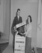 Carton Designer and Miss Kathy Heine October 1963