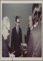 Presentation of Hockey Canada books in the East Block office 28 March 1973.