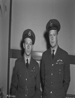 [F/L G.L.H. Goodall, Brantford, Ont. #20030 (left) and S/L Bradley Reardon Walker, London, Ont. DFC (right)] 15 June 1944
