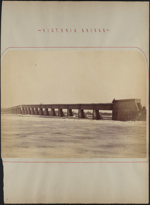 [Full page] Victoria Bridge - [panoramic view of entire bridge across frozen St. Lawrence River] ca. 1860
