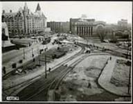 [Assembly of tram tracks between Elgin Street and Plaza Bridge] November 3, 1938