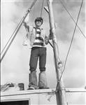 [Johnny Burns on a sailing boat in Margaree Harbour] 1971-1979.