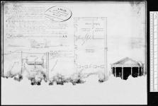 A plan of the ground lot of the common gaol of Montreal, with the project of a guard house A thereon, by Ls. Charland. [architectural drawing] [ca. 1800].