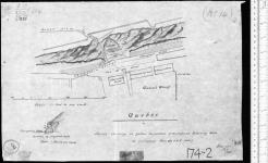 Quebec. Sketch shewing in yellow the position of the proposed retaining wall to accompany item 42 O.A.E. 1856-7 H. Savage, Lt. R.E. 1-10-55. [architectural drawing] 1855