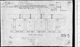 Quebec. Sketch shewing the openings proposed to be formed in the rear wall for improving the ventilation of Nos. 1, 2, 3 & 4 soldiers rooms, Palace Gate barracks Authorized item 26, B.E. 1856-57. Correct. R.J. Pilkington, Draftsman, 12 April 1856. W.T. Renwick, Lt. Col., R.E. 27 Aug. 1855. J.C., F.W. 27-8-55. [architectural drawing] 1855