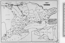 Map of Ontario, [showing the Counties from which come 948 students in attendence at Queen's University, Kingston, for the 1912 - 1913 session.] [cartographic material] 1913