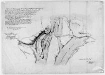 Sketch of the Channels of the Ottawa at the Chaudiere Falls shewing the Stone wall built by Col. By across the Old Timber Channel, and the Ravine or Gully in which Captn. Le Breton states that he intended to form a Mill site by excavating a Channel through the Bank at, a, down the Ravine until he obtained a sufficient fall, and diverting as much of the water from the Old Timber Channel as his Mill might require, by carrying it into a lower Channel or Bay in the direction, abc, or abd, as marked in yellow dotted lines. [cartographic material] 1836