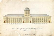 Front or principal elevation of a town hall proposed to be erected in the Town of Kingston [architectural drawing] designed and drawn by George Browne, architect [1842].
