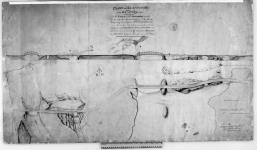 Plan & elevation of bridges at the Falls of Chaudiere, erected in 1827 under the superintendence of Lt. Coln. John By, Commanding Royal Engineer, Rideau Canal. John Burrow, Dy. Provl. Surveyor. [cartographic material] [1827]