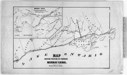 Map shewing position of proposed Murray Canal, [between the Bay of Quinté and Lake Ontario.] [cartographic material] 1868.