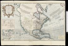A new map of North America, with the British, French, Spanish, Dutch & Danish dominions on that great continent; and the West India Islands, according to the Definitive Treaty concluded at Paris 10 February 1763 with great improvements from the Sieurs d'Anville & Robert