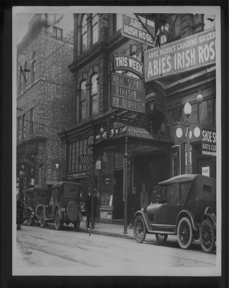 Historic photo from 1928 - Grand Opera House - opened September 21, 1874 and torn down June 1928 - Abie's Irish Rose in Downtown