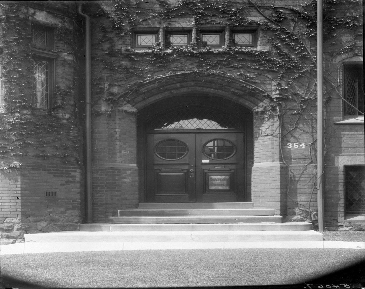 Historic photo from Wednesday, June 29, 1932 - Havergal College front door - 1898 building - 354 Jarvis Street in Garden District