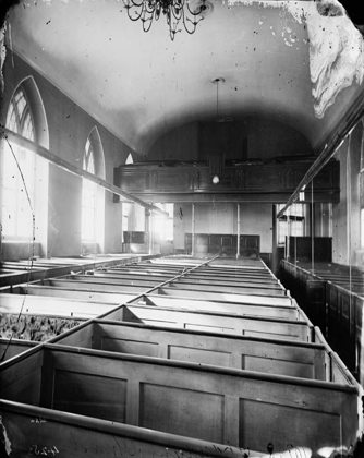 Historic photo from Monday, January 15, 1872 - Interior of St. Andrews Church - earlier building southwest corner of Church and Adelaide Streets in Garden District