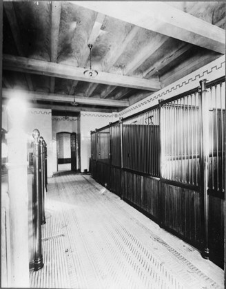 Historic photo from 1910 - Interior view of the Casa Loma stables in Casa Loma