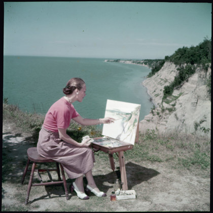 Historic photo from Friday, July 6, 1951 - Sketching on the Scarborough Bluffs, Guild of All Arts, on Lake Ontario, near Toronto in Scarborough Bluffs