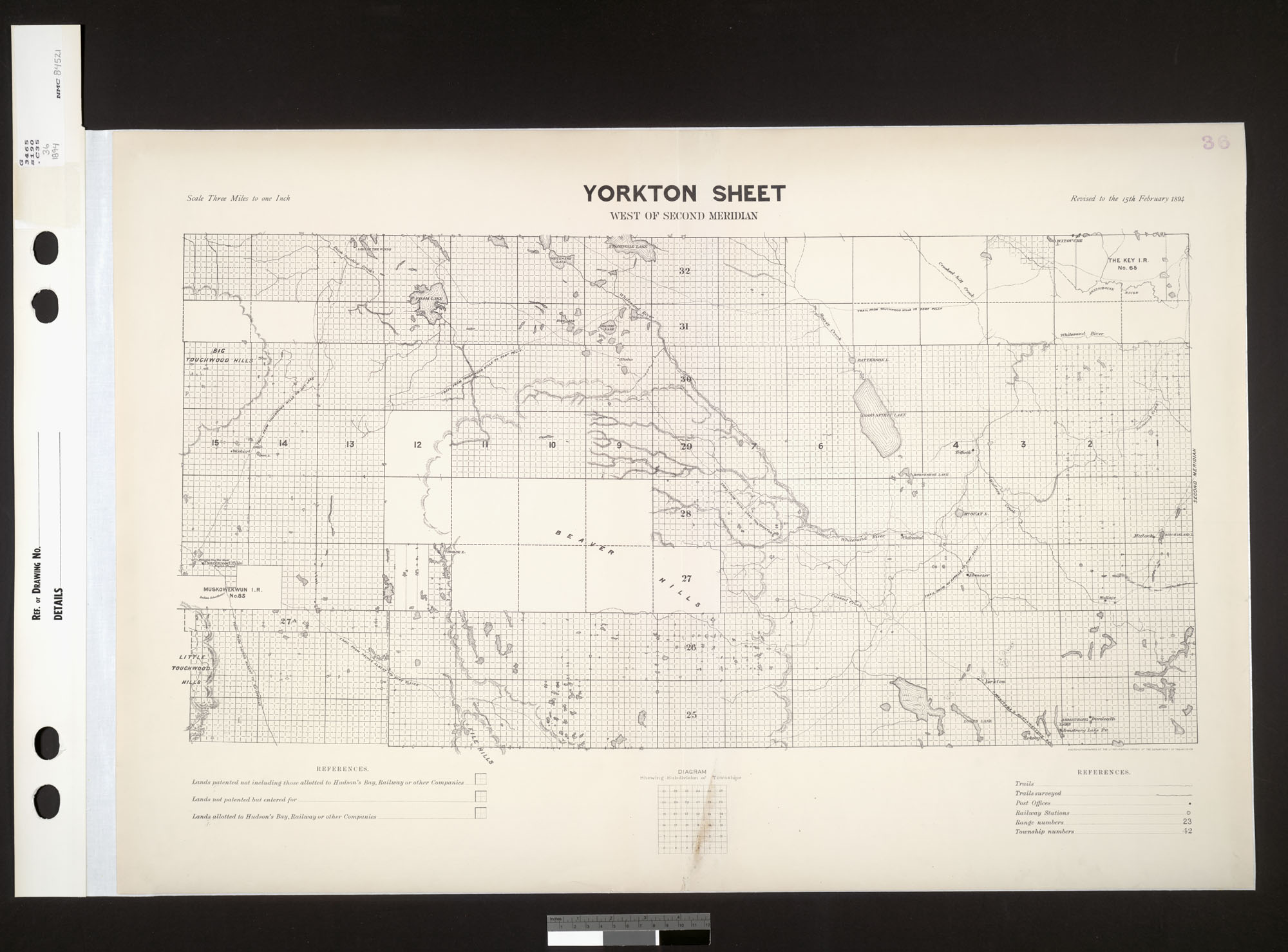 Digitized image of map no. 36, Yorkton, west of the second meridian, MIKAN 3697281, image number e002419198