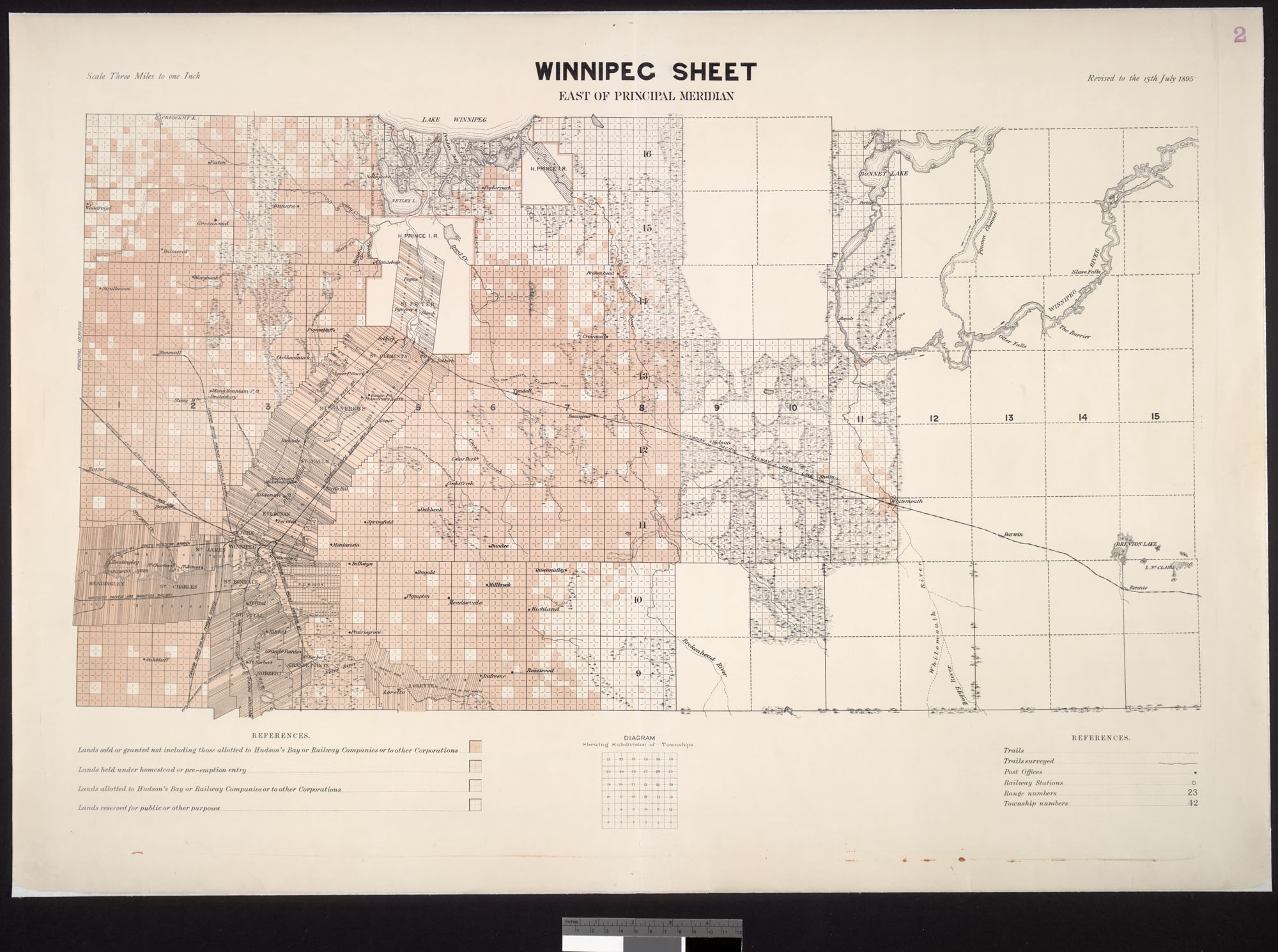 Digitized image of map no. 2, Winnipeg, east of principal meridian, MIKAN 3696110, image number e002419244