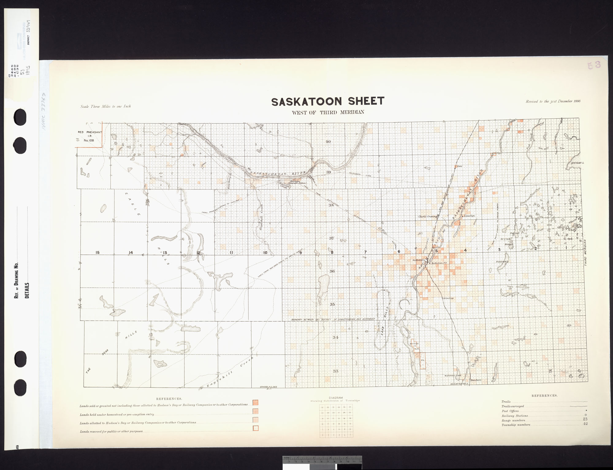 Digitized image of map no. 53, Saskatoon, west of the third meridian, MIKAN 3704012, image number e002419295